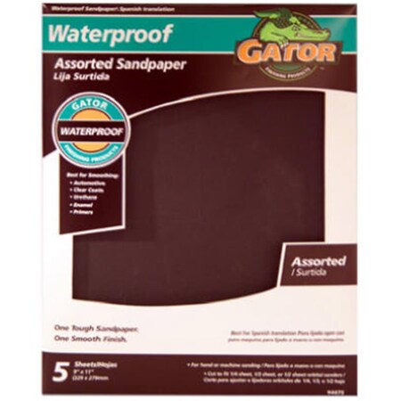 Gator Finishing 4475 9 x 11 in. Assorted Grit Waterproof Sandpaper, PK4 839264